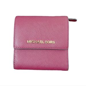 Michael Kors Wallet Small Burgundy Saffiano Leather Tri-fold